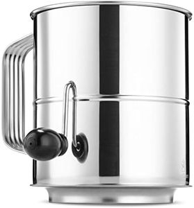 ChefGiant Flour Sifter 8 Cup Stainless Steel Rotary Hand Crank, Baking Sugar Sifter with 16 Fine Mesh Screen, Corrosion Resistant - Bake & Decorate Cakes, Pies, Pastries, Cupcakes