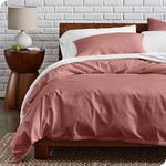 Bare Home 100% Organic Cotton King/California King Duvet Cover Set - Crisp Percale Weave - Lightweight & Breathable - Cooling Duvet Cover Set (King/Cal King, Dusty Rose)