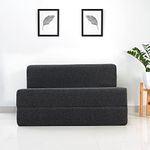 uberlyfe 2 Seater Sofa Cum Bed | Jute Fabric Washable Cover | Dark Grey| 4' X 6' Feet