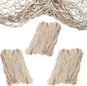 Natural Cotton Fish Net Fishnet Decor Great Hawaiian and Beach Party Accessory Pack of 3 Fishnet by 4E’s Novelty