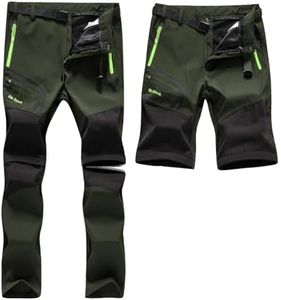 SANMIO Pantaloni Trekking Uomo Esterno Asciugatura Veloce Funzionali Leggeri Traspiranti Convertibile Pantaloncini Softshell Pantaloni da Arrampicata Casual Verde, L