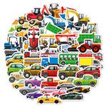 100pcs Vehicle Stickers for Kids Waterproof Vinyl Cartoon Car Truck Bus Stickers for Laptop Water Bottle Scrapbook Skateboard Stickers for Teens