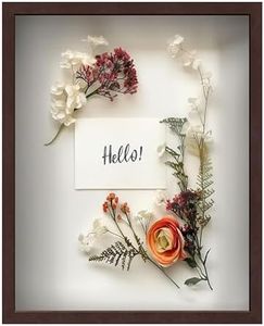 FrameWorks 16" x 20" Original Mahogany Wooden Shadow Box Frame – Soft Felt Back, Tempered Glass, and Included Elegant White Ball Push Pins