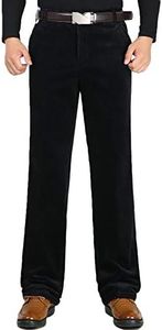 Flygo Men's Classic Fit Warm Fleece Lined Straight Leg Corduroy Pant Non-Iron (34, Black)