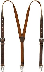 Ringsun Genuine Leather Suspenders for Men, Y Design Leather Suspenders, Dark Brown