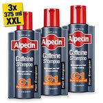 Alpecin Caffeine Shampoo C1 3x 375ml | Against Thinning Hair | Shampoo for Stronger and Thicker Hair | Natural Hair Growth Shampoo for Men | Hair Care for Men Made in Germany