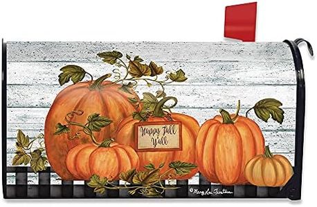 Briarwood Lane Happy Fall Y'all Pumpkins Farmhouse Magnetic Mailbox Cover Autumn Checkers Standard