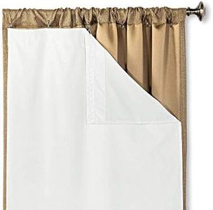 HLC.ME White Thermal Insulated 100% Blackout Curtain Liner 63" inch Window Panel - Complete Darkness & Window Privacy, Energy Efficient, Noise Reducing - Hooks Included (1 Panel, 50" W x 60" inch)