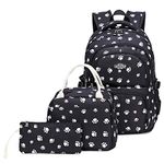 SIVENKE Backpack for Girls Middle School Bag Lunch Bag Set Lightweight Kids Bookbag with Cute Pawprint Water Resistant