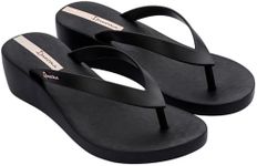 Ipanema Selfie Women's Platform Flip Flops - Comfortable and Trendy Summer Platform Thong Sandals, Wedge Sandals, Summer Dress Sandals, Dressy Flip Flops with Arch Support, Non-Slip, Black/Black, 7