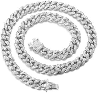 Halukakah Gold Chains for Boys - TYCOON JUNIOR - Kid's 14MM Diamond Cuban Link Chain,Platinum White Gold Plated Necklace 16",Prong Set Lab Diamonds,Fits Ages 8-16 Y/O. Comes with Giftbox