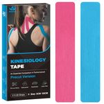 AnjoCare Kinesiology Tape Precut 2 Rolls,Elastic Kinesiology Therapeutic Tape for Physical Therapy,Sports and Injury Recovery,Athletic Sports Tape for Knee,Ankle & Shoulder (2 x 20 Strips) Blue & Pink