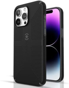 Speck iPhone 15 Pro Max Case - Built for MagSafe, Drop Protection Grip - Scratch Resistant, Soft Touch, 6.7 Inch Phone Case - CandyShell Grip Black/Slate Grey