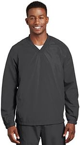 SPORT-TEK V-Neck Raglan Wind Shirt M Graphite Grey