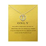 ZYAWP Heart Initial Necklace for Women Personalised Silver Necklace Letter J Name Pendant a Necklaces CZ Jewelry Message Card Gifts for Girls