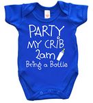 Dirty Fingers, Party My Crib 2am, Bring a Bottle, Baby Unisex Bodysuit 3-6m, Royal Blue