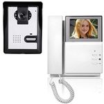 AMOCAM Video Door Phone System, 4.3 Inch Clear LCD Monitor Wired Video Intercom Doorbell Kits, Night Vision Camera Door Bell Intercom, Doorphone Telephone Style for Home Improvement