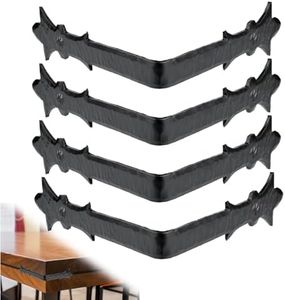 4 Pack - 6 Inch Metal Corner Bracket for Furniture - Black - Handmade Decorative Corner Braces - Rustic Metal Corner Brackets for Tables, Desks, Shelves, Boxes and Chests - The Byzantium Series
