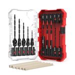 EZARC Countersink Drill Bit Set, 24 PCS Tapered Drill Bits Counter Sink Drill Bit with 6PCS Wooden Sticks 1/4" Hex Shank Quick Change for Woodworking with Storage Box