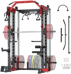 SNODE Smith Machine for Home Gym, Power Rack with Cable Crossover, Squat Rack with Leg Press and Advanced LAT Pull-Down, 2000LB Weight Capacity (BK ALL10 Machine)