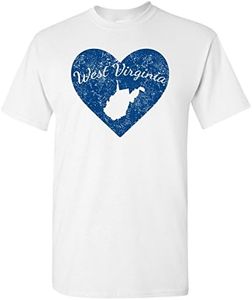 I Love State Heart T-Shirt Basic Cotton, West Virginia White, 3X-Large