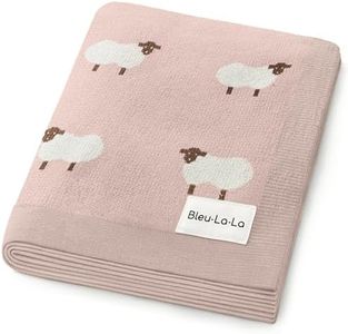 Bleu La La Luxury Knit Baby Receiving Blanket - 100% Cotton Soft Cozy Lightweight Receiving Swaddler Crib Stroller Blanket for Shower Gift Registry for Newborns Infants Toddlers (Sheep - Light Pink)