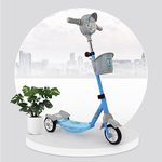 Dash Noddy Deluxe 3 Wheel Adjustable Height Kids Scooter with Storage Basket, Horn and LED Lights, Weight Capacity 25 kg (3 to 6 Years,Blue)