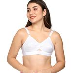 BLOSSOM Women's Single Layered Full Coverage Non Wired Non Padded 100% Cotton, Conical Cup, Back Closure, Everyday Bra_Priyasajini 36C White