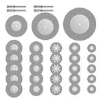 Gunpla 32 Pieces Diamond Discs Mini Wheel Circular Saw Blade 16/20/22/25/30/40/50/60mm Grinding Rotary Tools For Gemstones Glass Stone + 4pcs 1/8 inch Mandrels Shaft