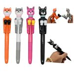 Lopenle 4 PCS Cool Boxing Cat Pens Fun Catty Ballpoint Pens Novelty Animal Boxing Pens With Blue Ink For School Office Birthday Party Supplies