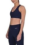 TCA Racerback Sports Bra for Women with Removable Pads, Wireless Seamless Racer Back Support Comfort – Yoga Sports Bra for Women - Navy Blazer, L
