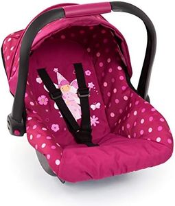 Bayer Design Baby Doll Deluxe Car Seat with Canopy- Polka dots , Pink