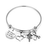 ENSIANTH Nurse Bracelet She Believed She Could So She Did Bracelet Nurse Hat Medical RN Charm Bracelet Nurse Graduation Gift (RN Bracelet)