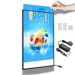 A2 LED Poster Frame Light Box (420 x 594mm) - Ultra-Slim Wall-Mounted Indoor Advertising Frame, Tempered Glass, Backlit Menu Board for Restaurants, Shops, Cafes - Illuminated Sign (Black)