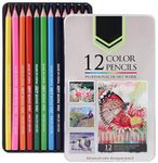 Corslet 12 Shades Color Pencil Set Hexagonal Colour Pencils Set with Iron Box Pencil Colours for Painting Coloring Pencil Colour Set for Adult Artists Colouring Books Students Kids School Art Supplies