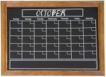 Sunnydaze Magnetic Chalkboard Calendar for Wall with Pine Frame - 30" x 24" Chalkboard Wall Calendar