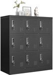 VIYET Employee Storage Locker,Metal Locker for Employees Office Steel Gym Lockers with Card Slot,Office Storage Lockers for Home,School(Black) (9Door-New)