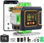 CIGMAN 16 Lines Green Laser Level 4×360° Self Leveling, Side LCD, Bluetooth App Remote, Pulse Mode for Receiver, 2×Li-ion (USB-C), Liftable Stand, 1/4" Mount, IP54, ABS Hard Case – S04