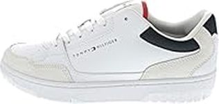 Tommy Hilfiger Men's TH Basket CORE LTH Mix FM0FM05058 Cupsole Sneaker, White (White), 10 UK