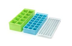 Kikkerland Stackable Ice Tray Set (Set of 3), Small/Medium/Large, Multicolor
