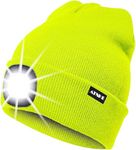 ATNKE LED Lighted Beanie Cap,USB Rechargeable Running Hat Ultra Bright 4 LED Waterproof Light Winter Warm Gifts for Men and Women/Fluorescent Yellow