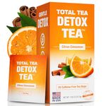 Total Tea Slimming Detox Tea Caffeine Free, Herbal Tea with Chamomile, Hibiscus Tea and Ginger Root for Colon Cleanse and Weight L0SS – Natural Citrus&Cinnamon Herbal Tea for Digestive Health(25 Bags)