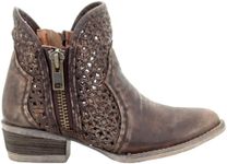 Corral Boots Circle G from Cut Out Short Black Womens Western Boots Q0001, Brown, 11