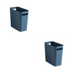 Allayu 2 Set of Slim Trash Can without Cover Wastebasket Garbage Container Space-Saving High-Capacity Bathroom Sundries Storage Bin Blue, Blue 2Set