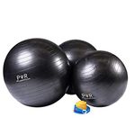 PhysioRoom Swiss Exercise Ball with Pump | Anti-Burst Fitness Equipment Pilates, Yoga Ball & Gym Ball, Core Exercises | Workout Back Pain Relief Pregnancy Ball (Black)