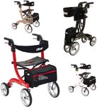 Nitro Rollator Lightweight Folding 4 Wheel Walking Frame Mobility Aid - Choice of Size and Colour (Red, Medium)