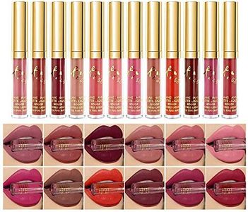 12PCS Matte Liquid Lipstick set Waterproof Long Lasting Non-Stick Cup Liquid Lipgloss Velvety Liquid Lipstick Kiss-proof Durable Nude Lip Gloss Beauty Cosmetics Set