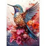 SENQAO Bird Diamond Painting Kits for Adults, Flowers Diamond Painting Art Kits DIY Full Drill Diamond Painting Hummingbird Round Diamond Art Kits Diamond Painting Crafts for Decor 12x16 Inch