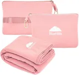 BlueHills Travel Blanket Pillow Compact Lightweight Pocket Size Airplane Traveling Essential Flight Trip Throw in Bag Portable Case Plane Accessory Pink L02