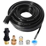 Pressure Washer Pipe Cleaning Hose Jetter Nozzles Kit K2-K7 1/8”NPT Sewer Drain Adapter, Nozzles Rigid + Rotating Quick Connect+Waterproof Tape+M22-14/15mm Double Rod Thread Brass Replacement